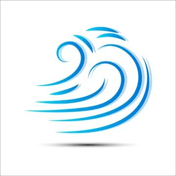 Vector illustration of wind icon isolated on white. Stock Illustration