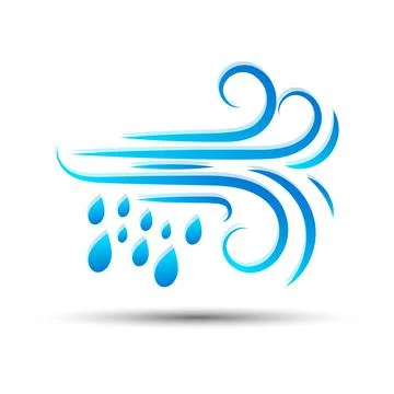 Vector illustration of a wind with raindrops Stock Illustration