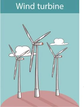 Vector illustration of a wind turbines Stock Illustration