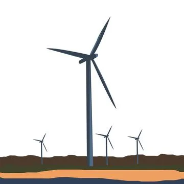 Vector illustration of windmills. Stock Illustration