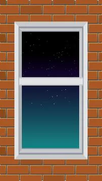 Vector Illustration of a Window Looking Out at Night Sky Stock Illustration