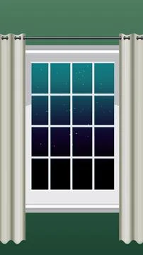 Vector Illustration of a Window Overlooking a Starry Night Sky 库存插图