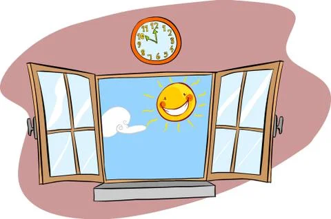 Vector illustration of a window sun Stock Illustration