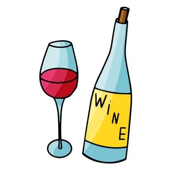 Vector illustration wine bottle with wine glass icon isolated on white Stock Illustration