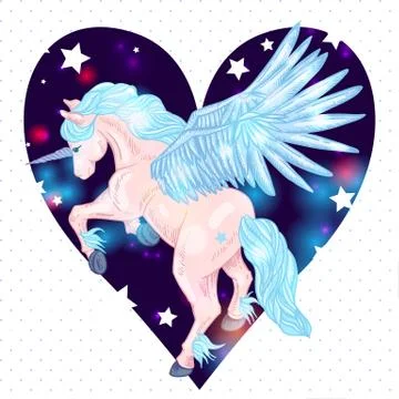 Vector illustration of of winged pegasus Stock Illustration