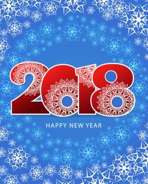 Vector illustration of a winter background with red text Happy n Illustrazione stock