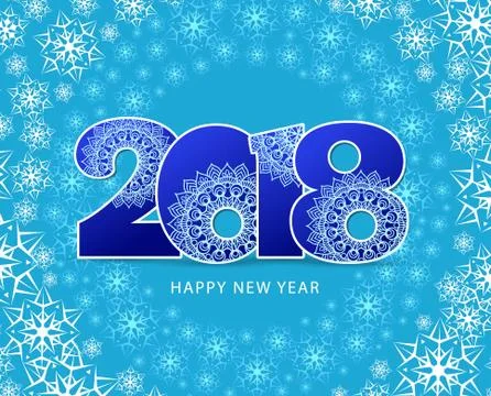 Vector illustration of a winter background with red text Happy n Stock Illustration