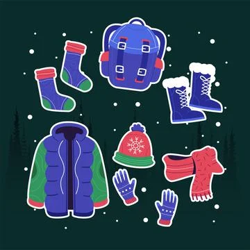 Vector illustration of winter clothes collection Stock Illustration