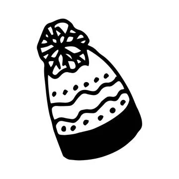 Vector illustration of winter hat with doodle style ornament Stock Illustration