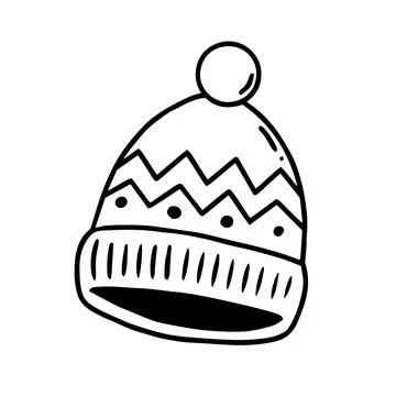 Vector illustration of winter hat in a hand-drawn style. Stock Illustration