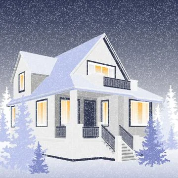 Vector illustration of the winter house Stock Illustration