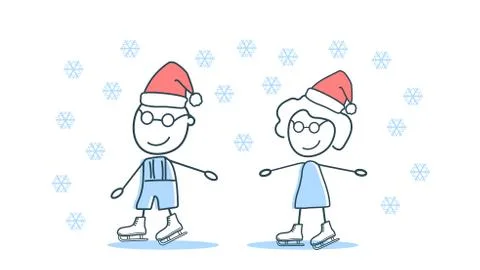 Vector illustration of winter, ice skating. Stock Illustration
