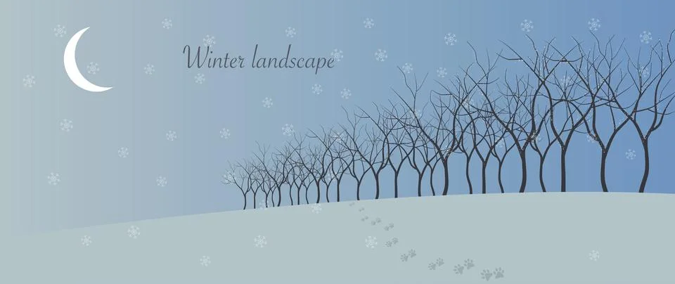 Vector illustration. Winter landscape. Blue sky, winter snowy landscape with Stock Illustration