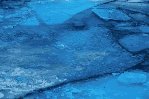 Vector illustration of the Winter nature background with blocks of ice on the Stock Illustration