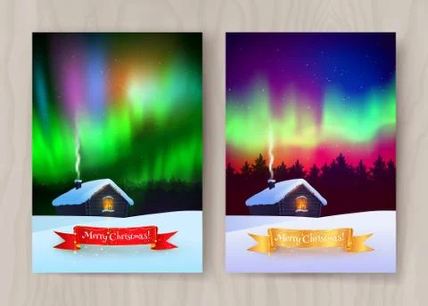Vector illustration of winter night landscape Stock Illustration