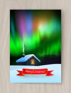 Vector illustration of winter night landscape Stock Illustration