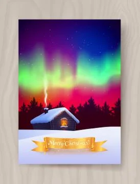 Vector illustration of winter night landscape Stock Illustration