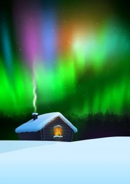 Vector illustration of winter night landscape Stock Illustration