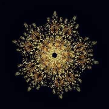 Vector illustration. Winter pattern made of snowflake on golden colors. Winter c Stockillustratie