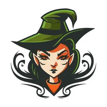 Vector illustration of witch. Halloween. Witch costume. Modern witch. Hat Stock Illustration