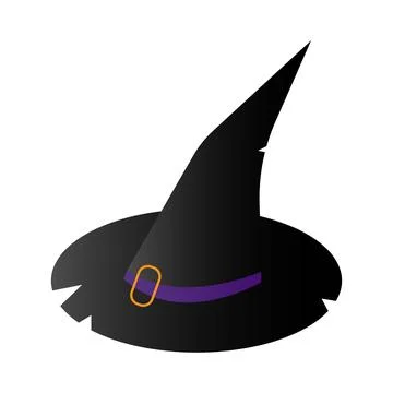 Vector illustration of witch hat in flat style Stock Illustration