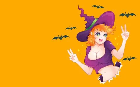Vector illustration of a witch 库存插图