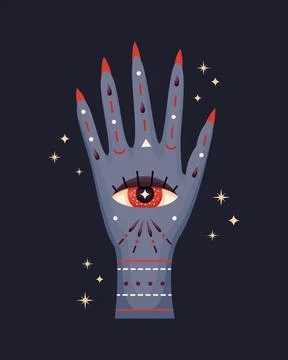 Vector illustration of a witch's hand. Mystical illustration. Stock Illustration