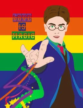 Vector illustration with a wizard telling that love is magic Stock Illustration