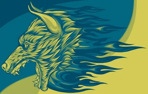 Vector illustration of wolf with flames design Stock-Illustration