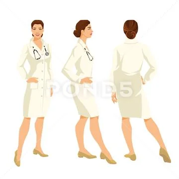 Vector illustration of woman doctor in medical gown Stock Illustration