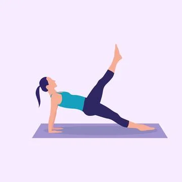 Vector illustration of woman doing reverse plank kicks exercise. Stock Illustration