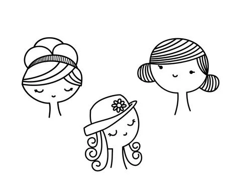 Vector illustration of a woman's head with different hairstyles Illustrazione stock