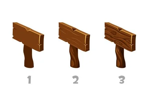 Vector illustration wooden board pointer in isometric. Stock Illustration