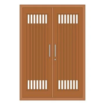 Vector illustration of wooden door with classic design Stock Illustration