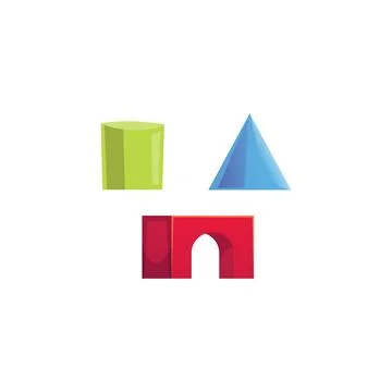 Vector illustration of wooden or plastic building children's blocks, different Stock Illustration