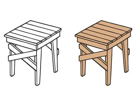 Vector illustration of wooden stool. Stock Illustration