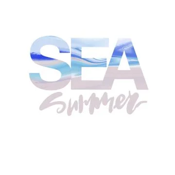 Vector illustration with the word sea creative typography with hand lettering Stock Illustration