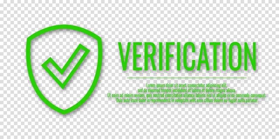 Vector illustration with word Verification on a transparent background. Ban.. Stock Illustration