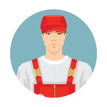 Vector illustration of worker man in uniform Stock Illustration
