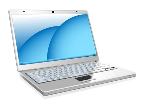 Vector illustration of working white laptop Stock Illustration