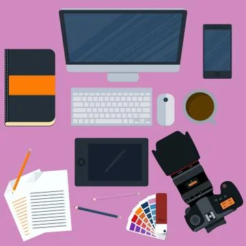 Vector illustration of a workplace designer Stock Illustration