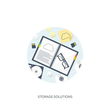 Vector illustration. Workplace table with documents, computer. Flat cloud Illustrazione stock