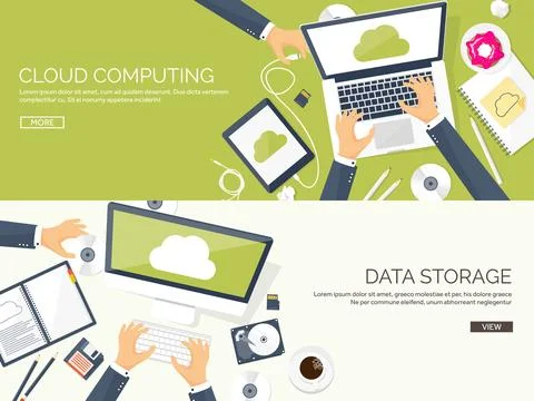 Vector illustration. Workplace table with documents, computer. Flat cloud 스톡 일러스트