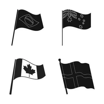 Vector illustration of world and flag sign. Set of world and ribbon vector icon Stock Illustration