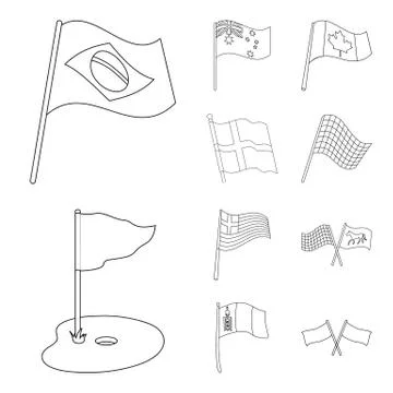 Vector illustration of world and flag sign. Set of world and ribbon stock vector Stock Illustration
