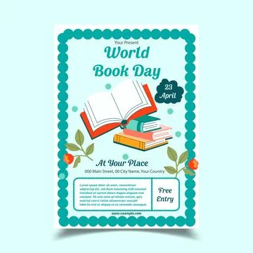 Vector Illustration of World Book Day Flyer Template Stock Illustration