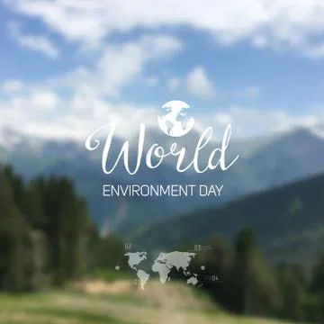Vector illustration of a World Environment Day, blurred unfocused mountain Illustrazione stock