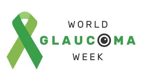 Vector illustration of World glaucoma week with green ribbon Stock Illustration