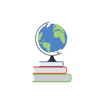 Vector illustration of a world globe on a stack of books against Illustrazione stock