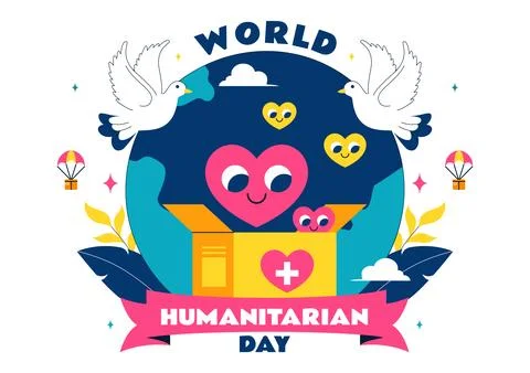 Vector Illustration for World Humanitarian Day Featuring Global Acts of Kin.. Stock Illustration